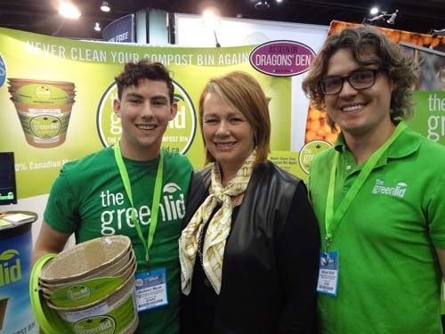 The Green Lid entrepreneurs with Arlene Dickenson