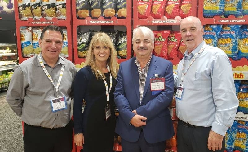 L to R: Anthony Protomanni, Old Dutch Foods; Vicki and Jim Bexis, Sun Valley Supermarket; Steve Schneider, Old Dutch Foods