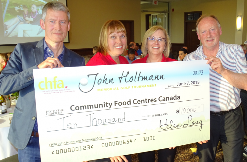 Nick Saul, president and CEO of Community Food Centres Canada, Helen Long, president CHFA, Judy Sharpe, director Trade Shows & Conferences, Don Smith, CHFA board member